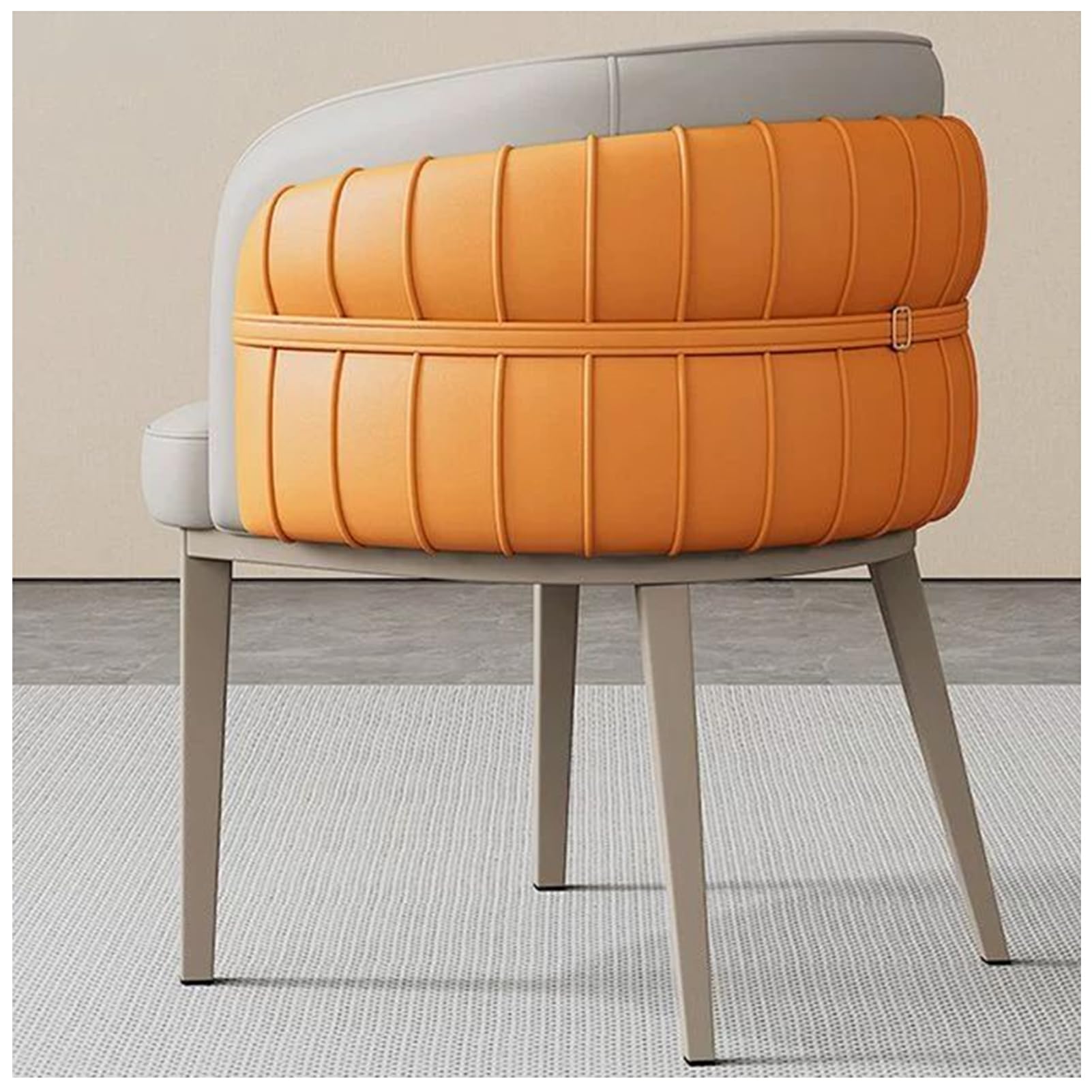 Chaise de salle à manger en cuir orange ZTGL avec accoudoirs