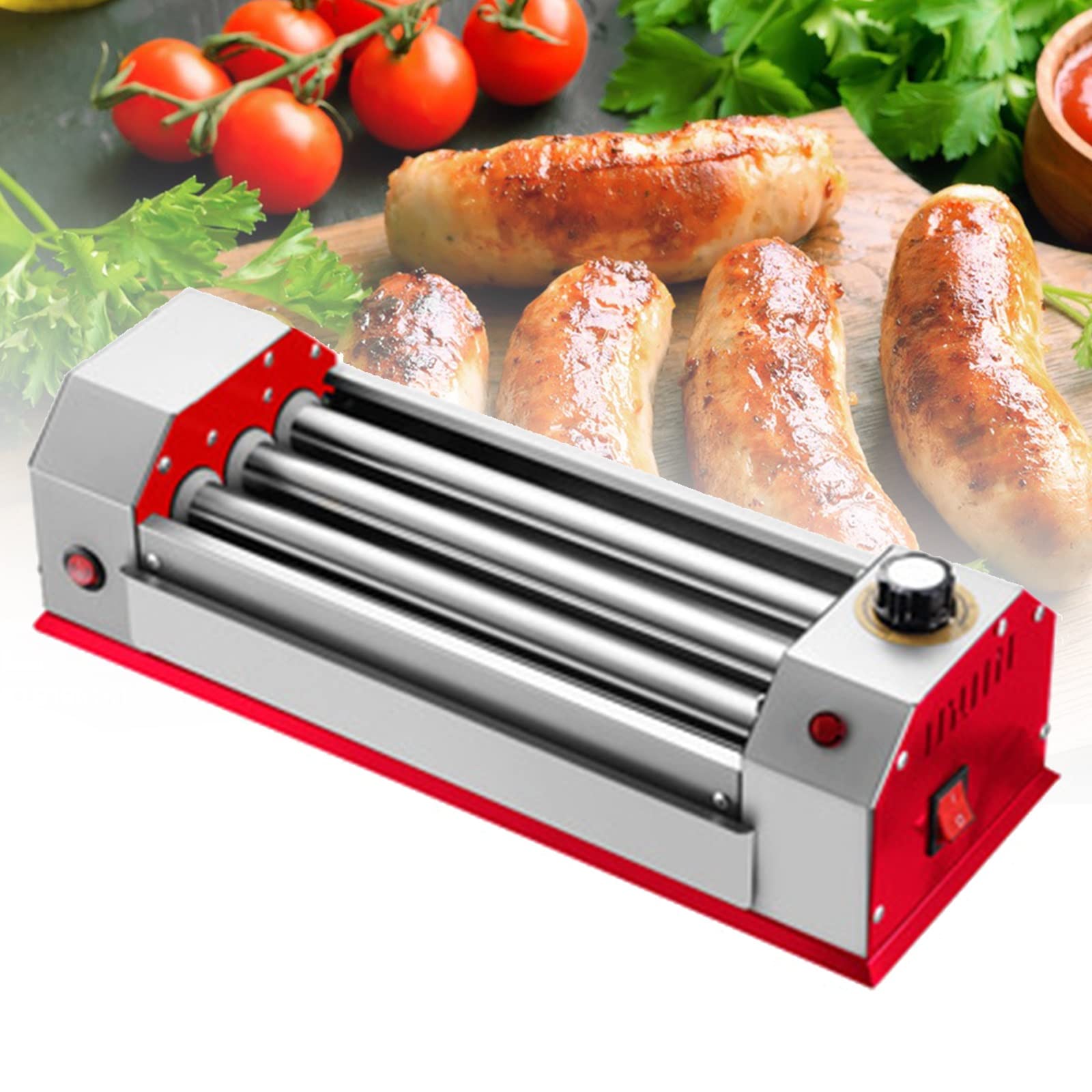 Pequeña Máquina De Perros Calientes, Máquina De Rodillos Calentamiento De Salchichas, 5 Tubos De Acero Inoxidable, para Adultos Y Niños Salchichas De Desayuno, Fiestas Empresariale