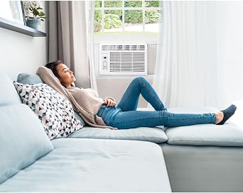 Keystone 6,000 BTU Window Mounted Air Conditioner & Dehumidifier, 115V, Air Conditioner for Rooms up to 250 Sq.Ft. with Smart Remote Control