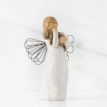 Willow Tree Angel of Friendship, for Those who Share The Spirit of Friendship, Angel Carrying Dog as Reminder of Loyal Pets and Friends, Present and Past, Sculpted Hand-Painted Figure