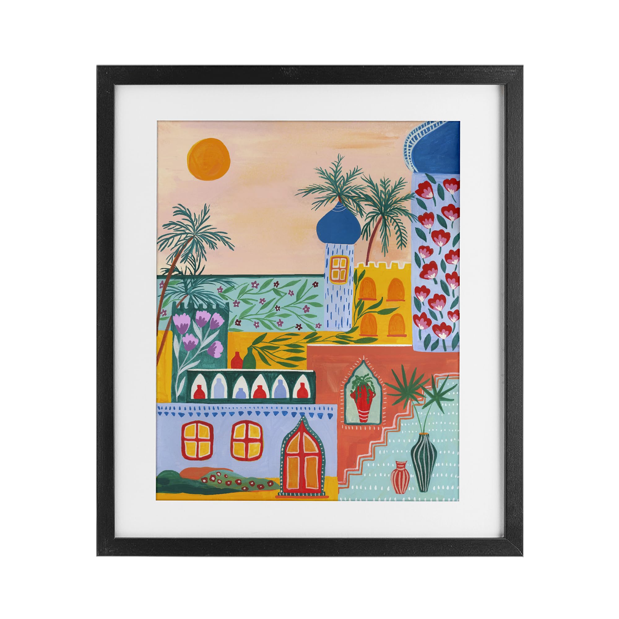 Impression encadrée noire sous verre Stupell design d'artiste haut de gamme