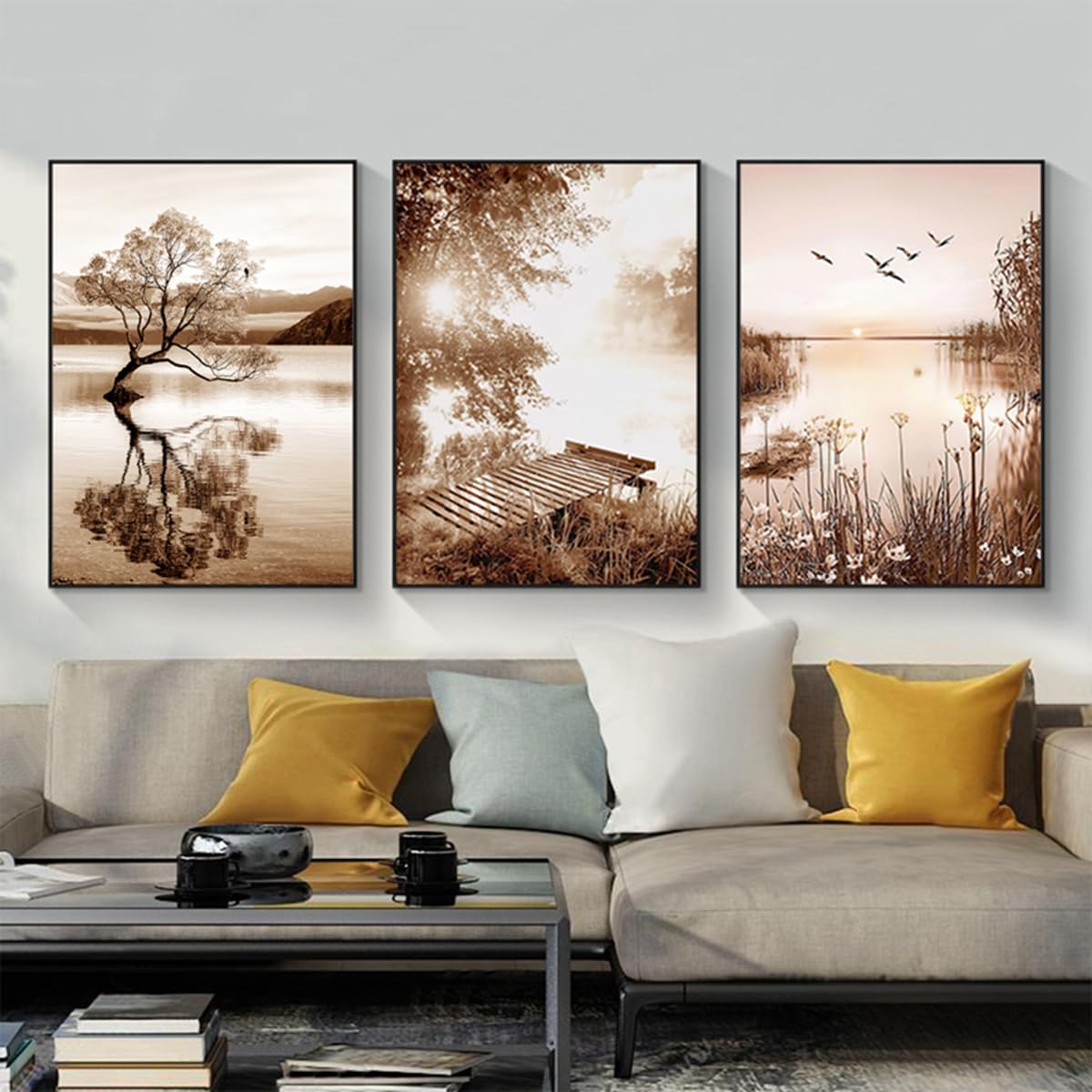 Set of 3 Poster Bohemian Poster Set Aesthetic Plant Pictures Modern Abstract Art Wall Pictures Boho Decorative Pictures - Image 3