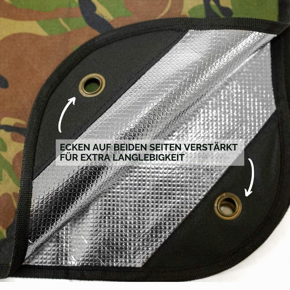 Arcturus Robuste Survival-Decke, isoliert, reflektierend, 152 x 208 cm, für jedes Wetter, Wiederverwendbare Notfalldecke für Auto oder Camping (Woodland Camo)