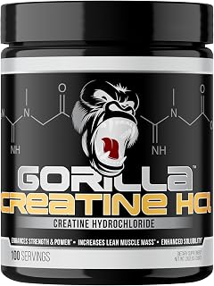 Gorilla Mind CON-CRĒT® Creatine HCl W/Pepsin, Unflavored | GI-Friendly Alternative | Muscle Size, Power Output, Strength, Brain Health & Performance | Convenient 2.5 Grams per Serving, 100 Servings