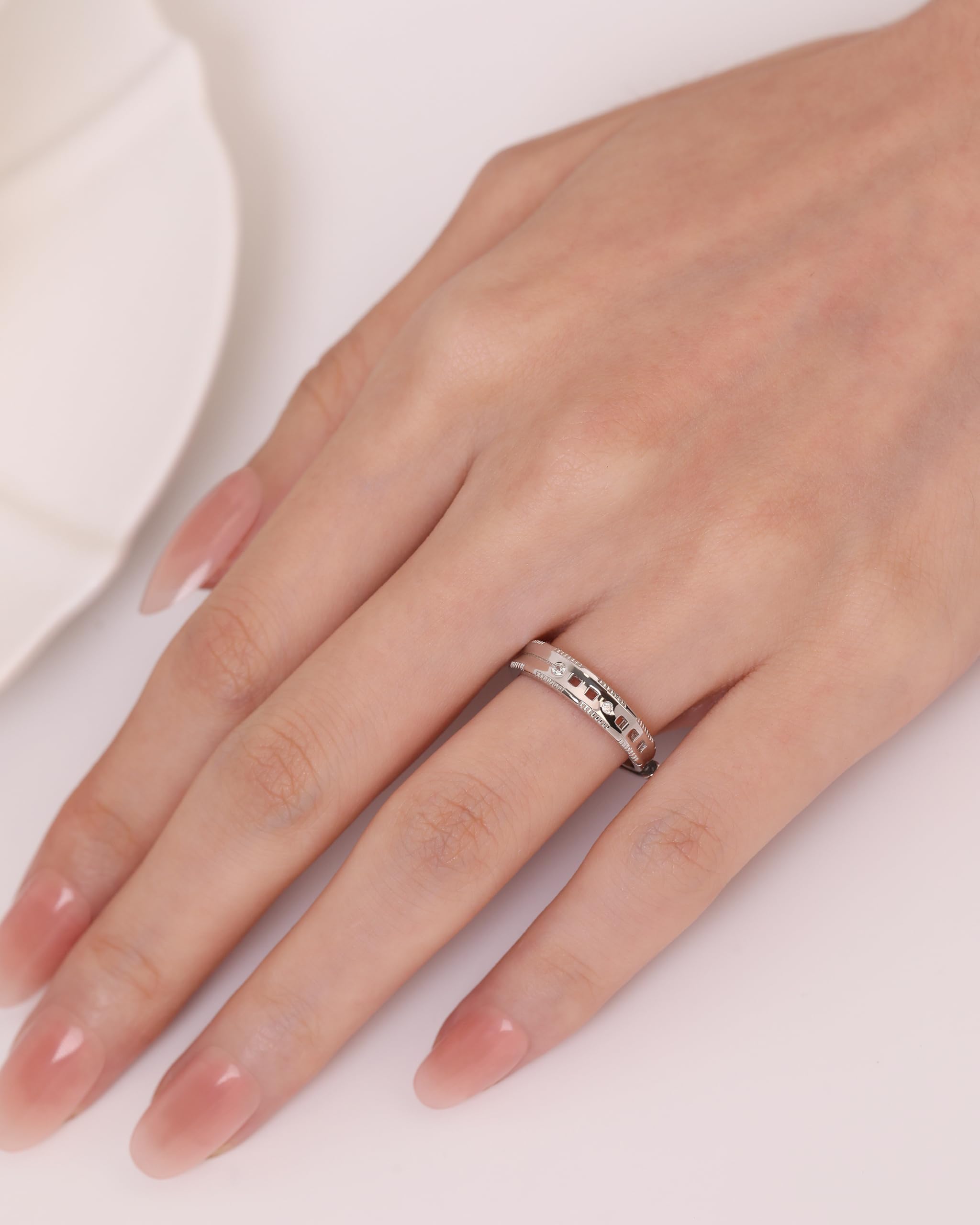 Meissa Anillos de Pareja de Plata 925 Ajustables para Hombre y Mujer Compromiso y Matrimonio 3,8 mm 5,8 mm Joyería de Pareja Regalo para San Valentín Aniversario Cumpleaños