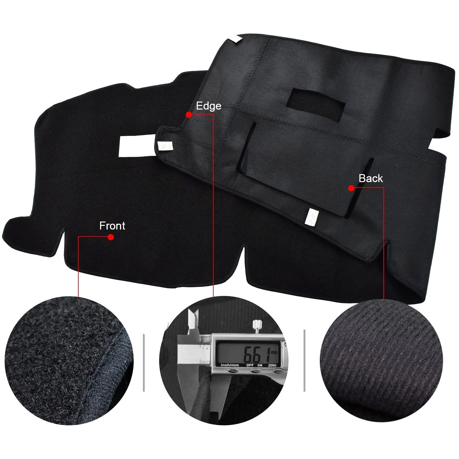 Autorder Dashboard Cover Mat for 2001-2007 Dodge Caravan/Grand Caravan/Chrysler Town Country Accessories Dash Cover Flannel Dash Mat Protector (Without Raised Display w/o Sensor