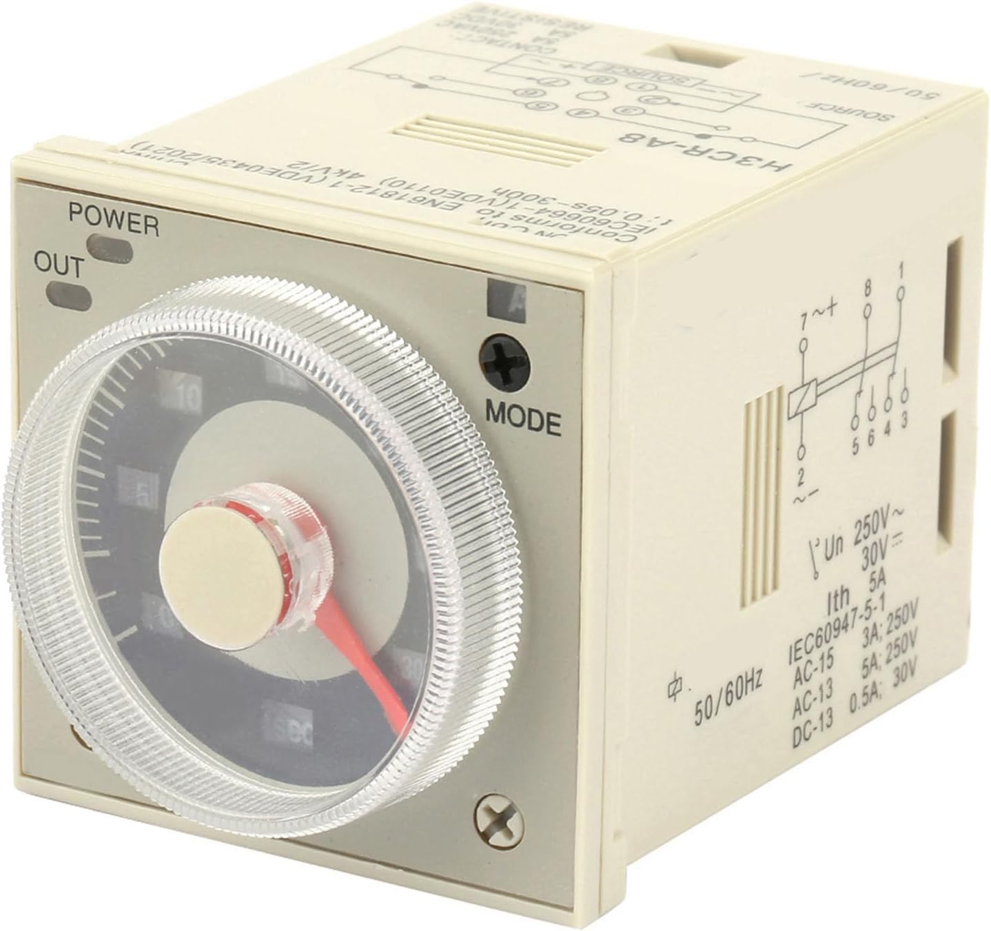 Time Relay H3CR-A8 Delay Relay Adjustable 1.2 Seconds to 300 Hours Knob Control Time Relay 8 Pin AC100-240V