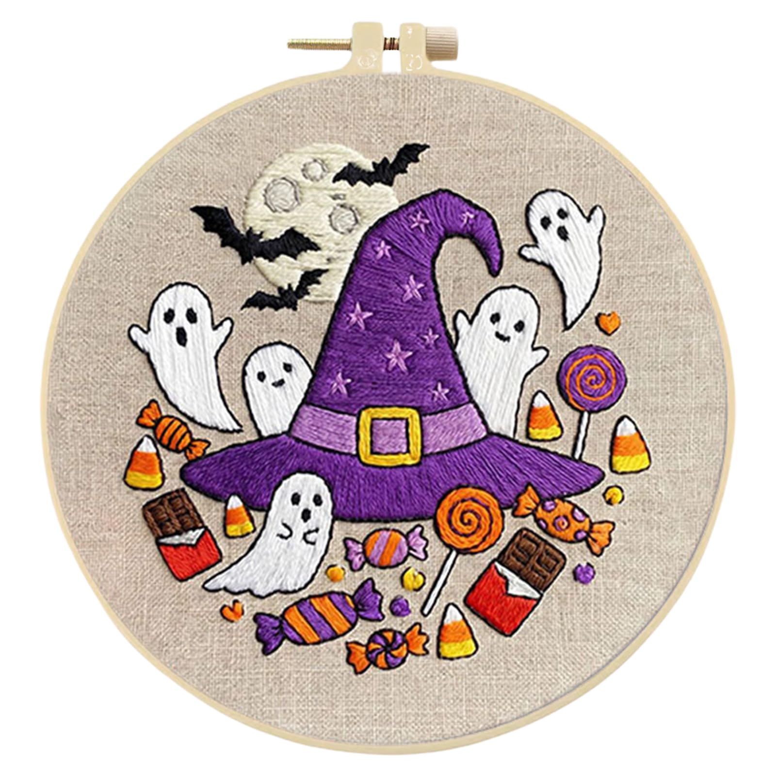 Embroidery Kit for Beginners, Halloween Stamped Cross Stitch Kit