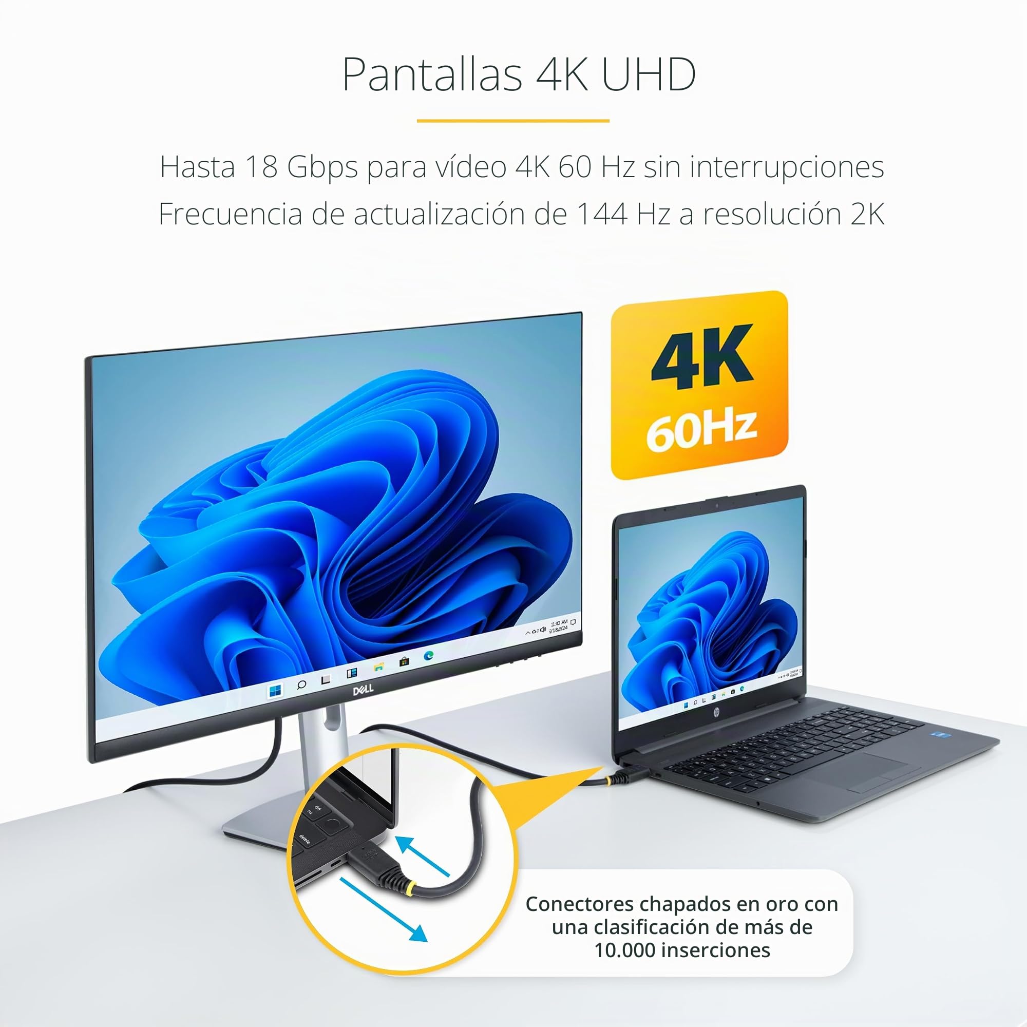 StarTech Cable HDMI Activo de Alta Velocidad 10m, 4K 60Hz, 18Gbps, Negro | Conectores chapados en oro con blindaje trenzado, Audio de 32 canales, Ideal para videowalls y salas de conferencias