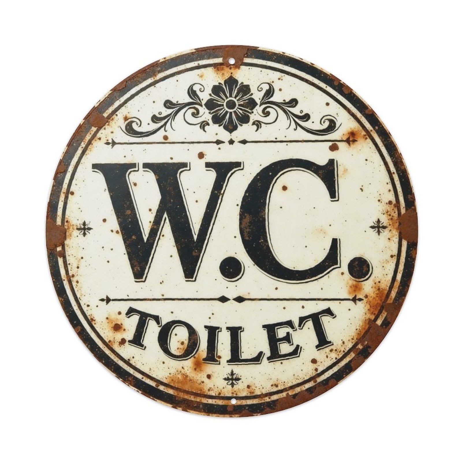 Ldfuieksufg Style Round Rustic Vintage Wc Toilet Wall Sign Restroom Decor Vintage Aluminium Metal Sign, Retro Wall Decor For Home, Bar, Garage & Farmhouse 20X20cm