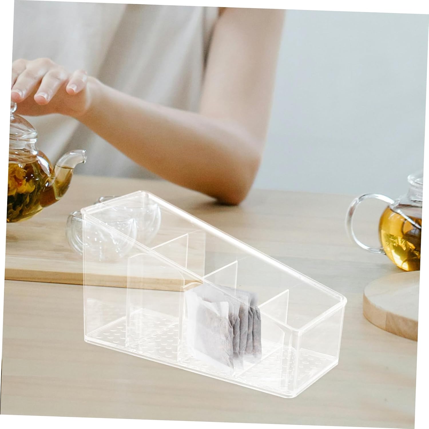 Compartment Tea Bag Storage Box for Coffee Shops, 7x15x8.8cm