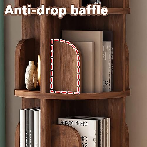 Miniatura 2 de QQXX Estantería giratoria de madera maciza, estantería giratoria redonda de 360 grados, estantería de pie para niños y adultos, estante esquinero,
