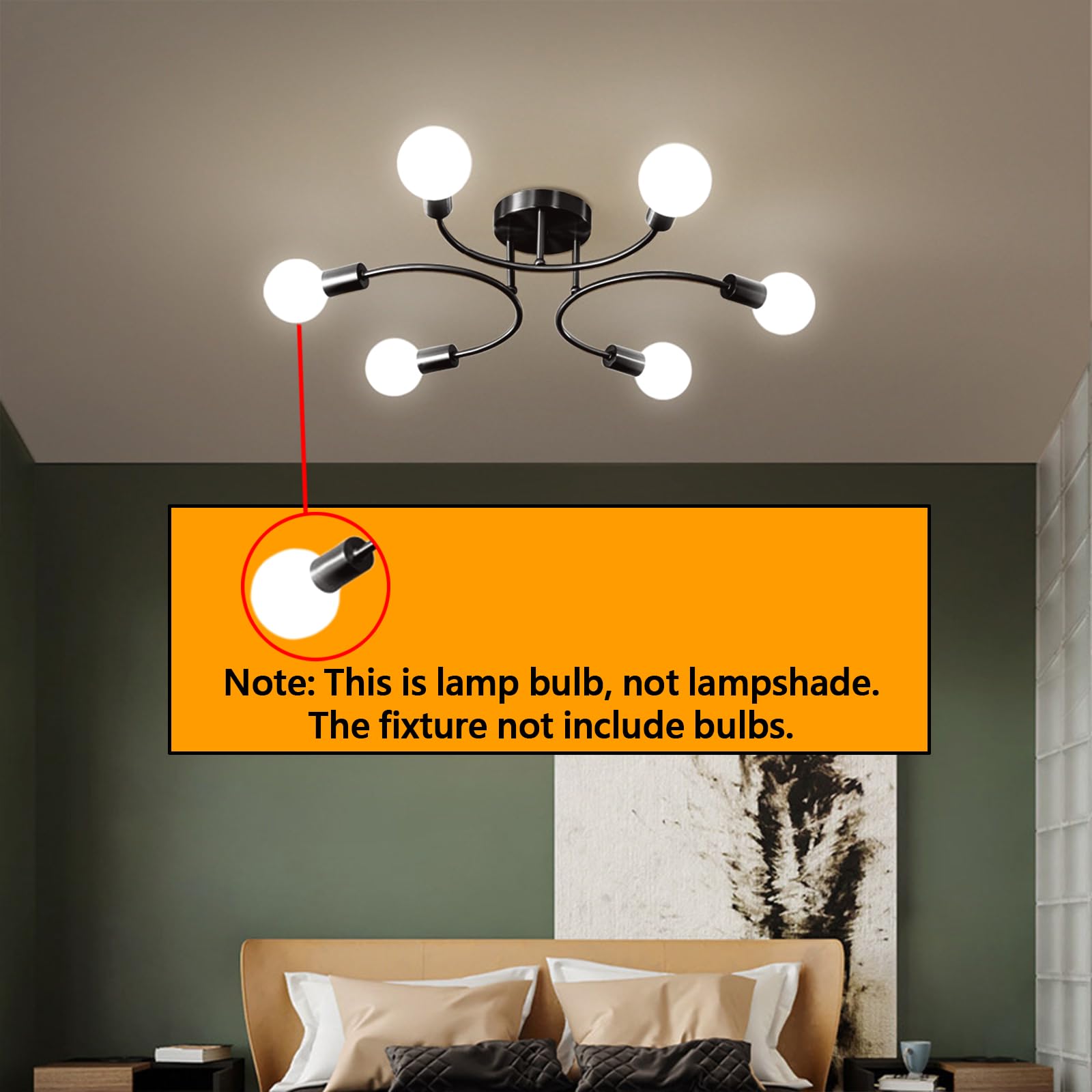 Lampadario Sputnik Vintage 6 Luci - Soffitto In Stile Industriale, Oro - Foto 5