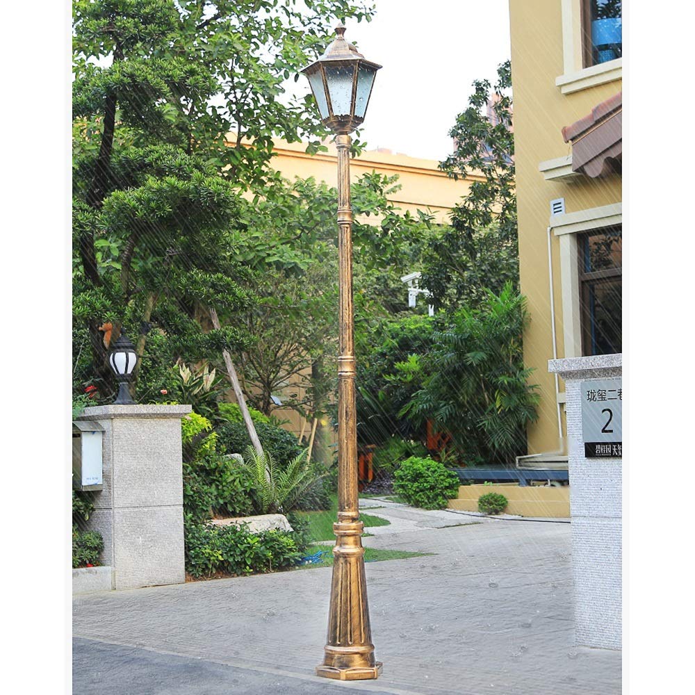 Lampadaire d'extérieur traditionnel E27 à tête unique pour l'extérieur IP65 en verre étanche à l'eau - Lumière européenne rétro en aluminium - Pour chemin