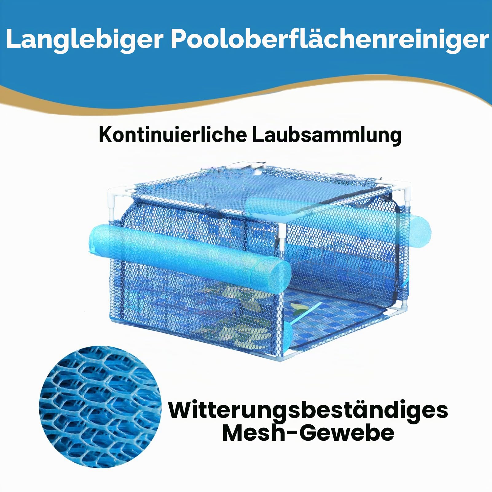 Schwimmbad-Schmutzfilter, Schwimmender Skimmer, Stabiler Pool-Laubkescher, Oberflächen-Schmutzfänger, Ganzjahrespool-Laubfänger, Blau