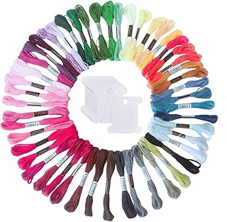 Embroidery Floss 50 Skeins, Happybase Friendship Bracelets Floss Rainbow Color Embroidery Thread Cross Stitch Floss with 1...