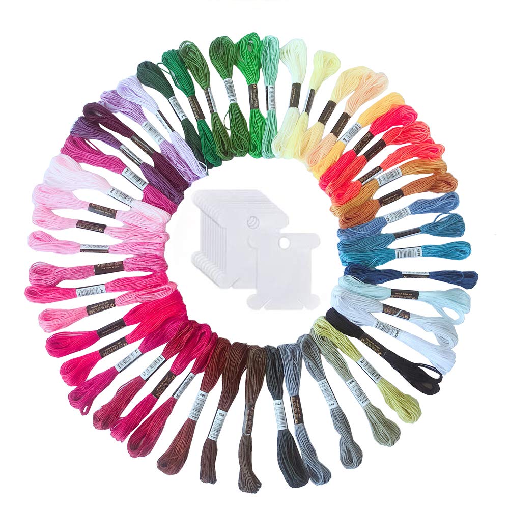 Embroidery Floss 50 Skeins, Happybase Friendship Bracelets Floss Rainbow Color Embroidery Thread Cross Stitch Floss with 10 Pieces Floss Bobbins
