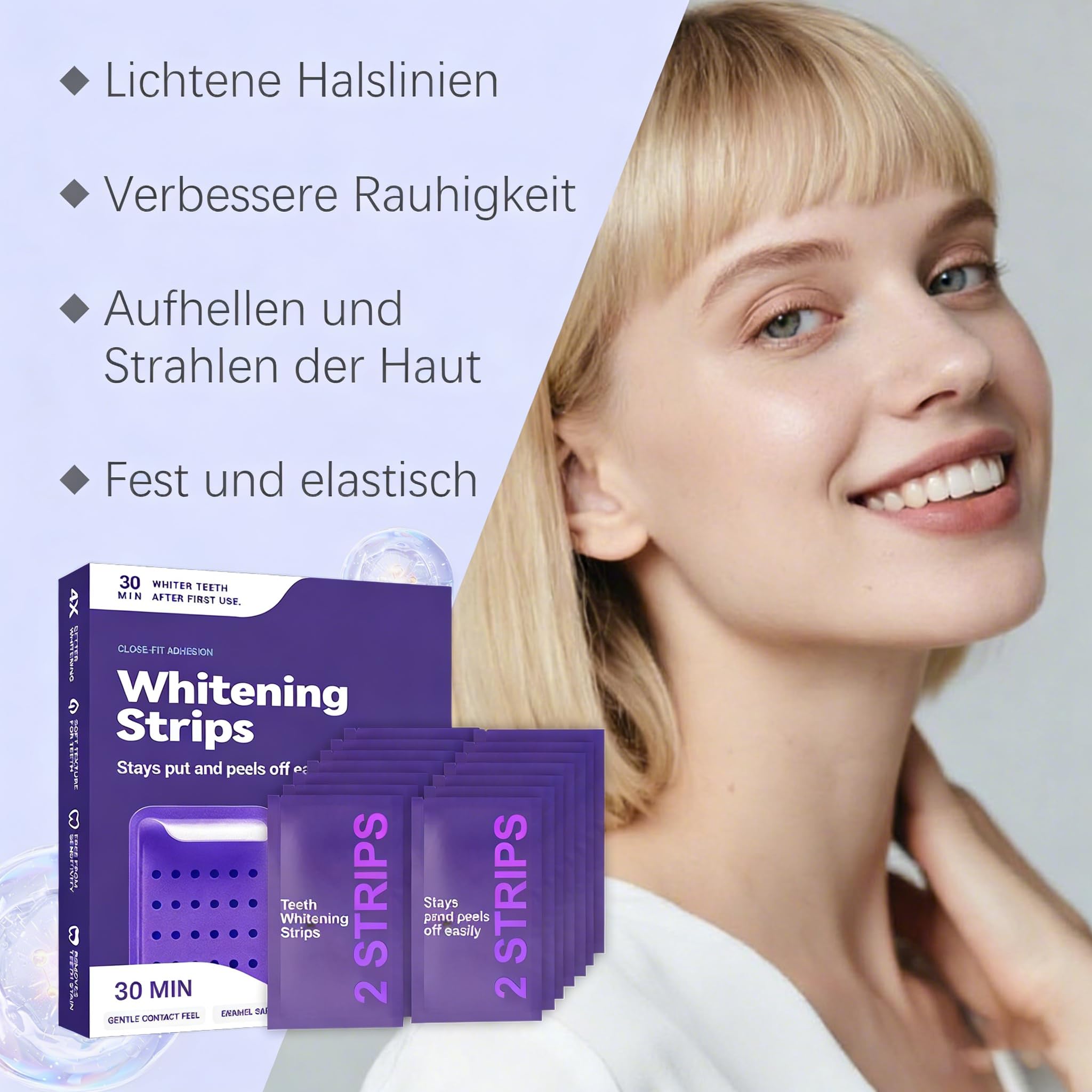 Violette Zahnaufhellungsstreifen - Schnelle Ergebnisse, Null Empfindlichkeit (1 Pack - 42 Stücke)