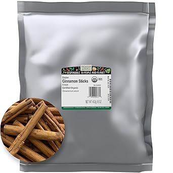 Frontier Co-op Organic 3" Ceylon Cinnamon Sticks, 1lb - Bulk Cinnamon Sticks for Crafts, Drinks, Holiday Recipes, Cinnamon Powder and More