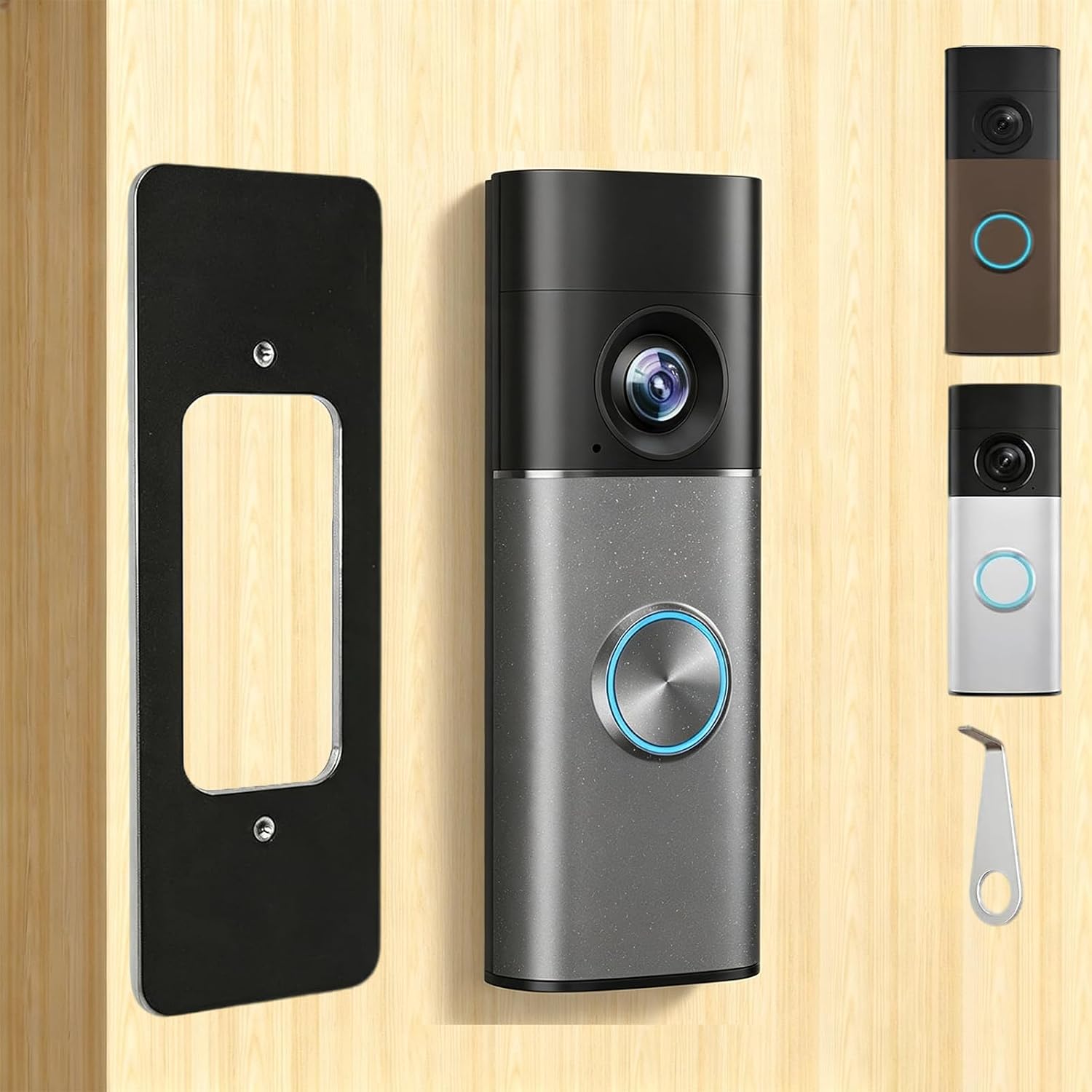 No Drill Doorbell Mount Compatible with Ring Battery Doorbell 2nd Gen,Ring Battery Doorbell Plus/Pro 2nd Gen,Adhesive Doorbell Holder No Drilling Bracket Suitable for Apartments & Offices,Renter