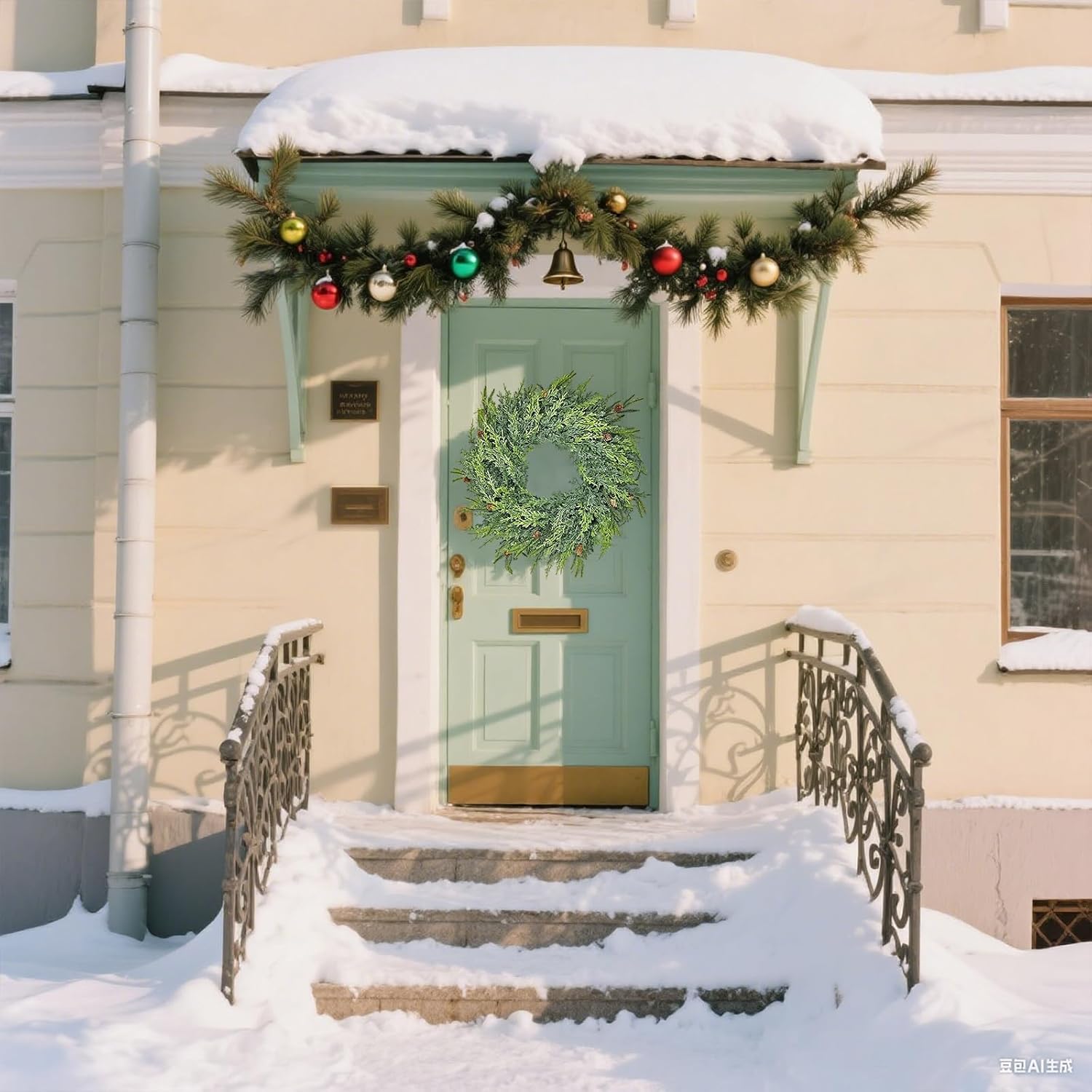 26In Christmas Wreath,Christmas Pine Wreath for Front Door,Real Touch Norfolk、Cedar Leaves Wreath for Indoor Outdoor, Home, Holiday, Mantle,Wall Decor - Image 6