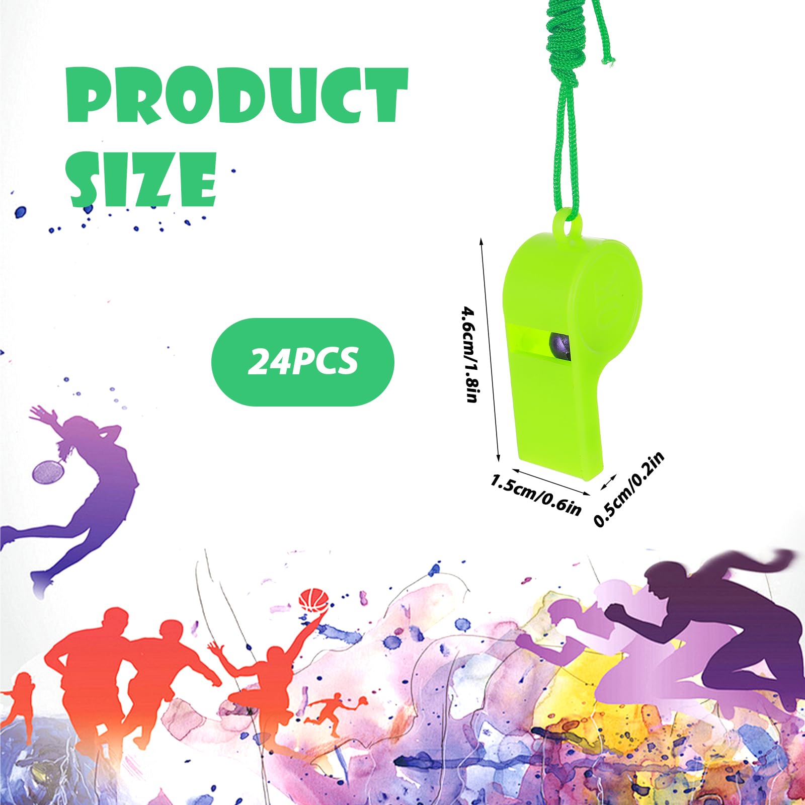 Abeillo 24PCS Plastic Sports Whistles Coaches Whistle with Crisp, Whistle with Lanyard for Kids Adult Sports Pet Training Basketball Soccer Emergencies (Random Color) - Image 4