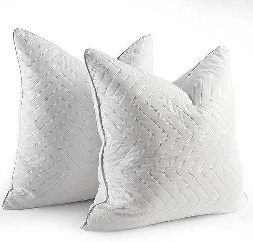 Miniatura 9 de Juego de 2 rellenos de almohada de 20 x 20 pulgadas, almohadas blancas de plumas de plumón, almohadas de lujo para sofá, cama, sofá y cojín