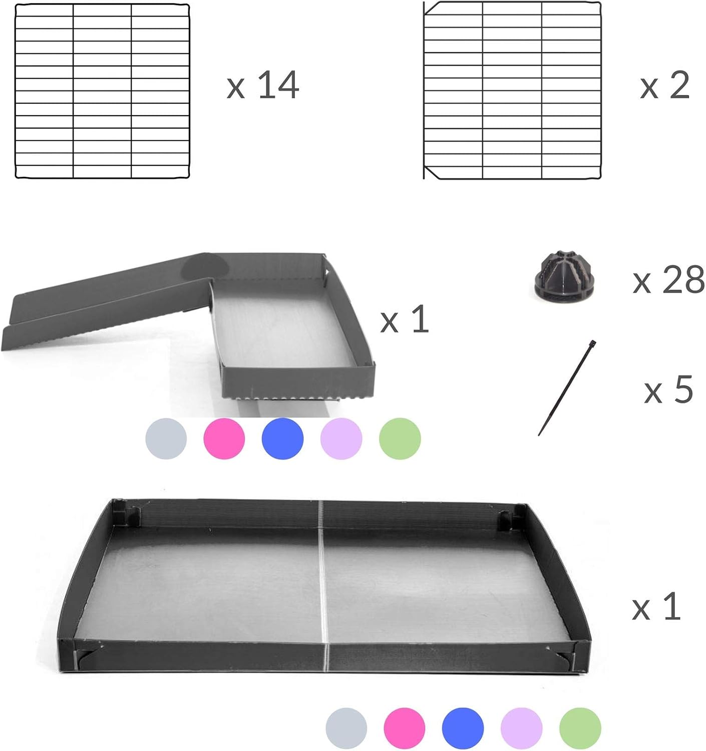 C&C Cage for Guinea Pig 4x2 with Loft & Ramp by KAVEE - Pink coroplast