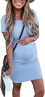 Peauty Everyday Essentials Maternity Bodycon Dress Side Ruch & Short Sleeve Dress for Baby