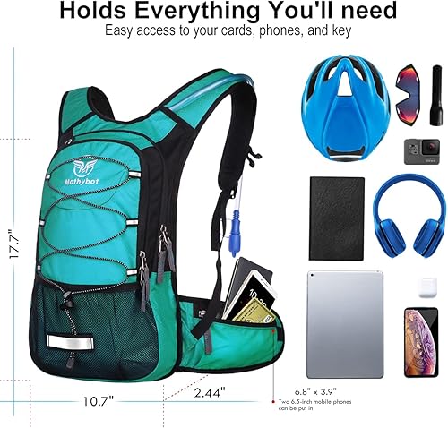 Miniatura 5 de Mochila de hidratación aislada con bolsa de agua a prueba de fugas de 3L sin BPA, gran almacenamiento, mochila ligera de senderismo con bolsas para