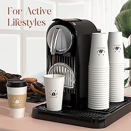 Coolcap Coffee Cups with Lids and Sleeves, 16 Ounce 100 pack To Go Coffee Cups with Lids, Disposable Hot Coffee Paper Cups Bulk for Hot Beverage (16 Ounce, White)