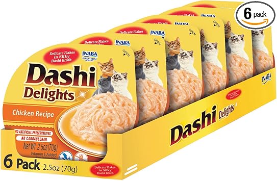 INABA Dashi Delights Lickable Cat Treats, Chicken, 6ct