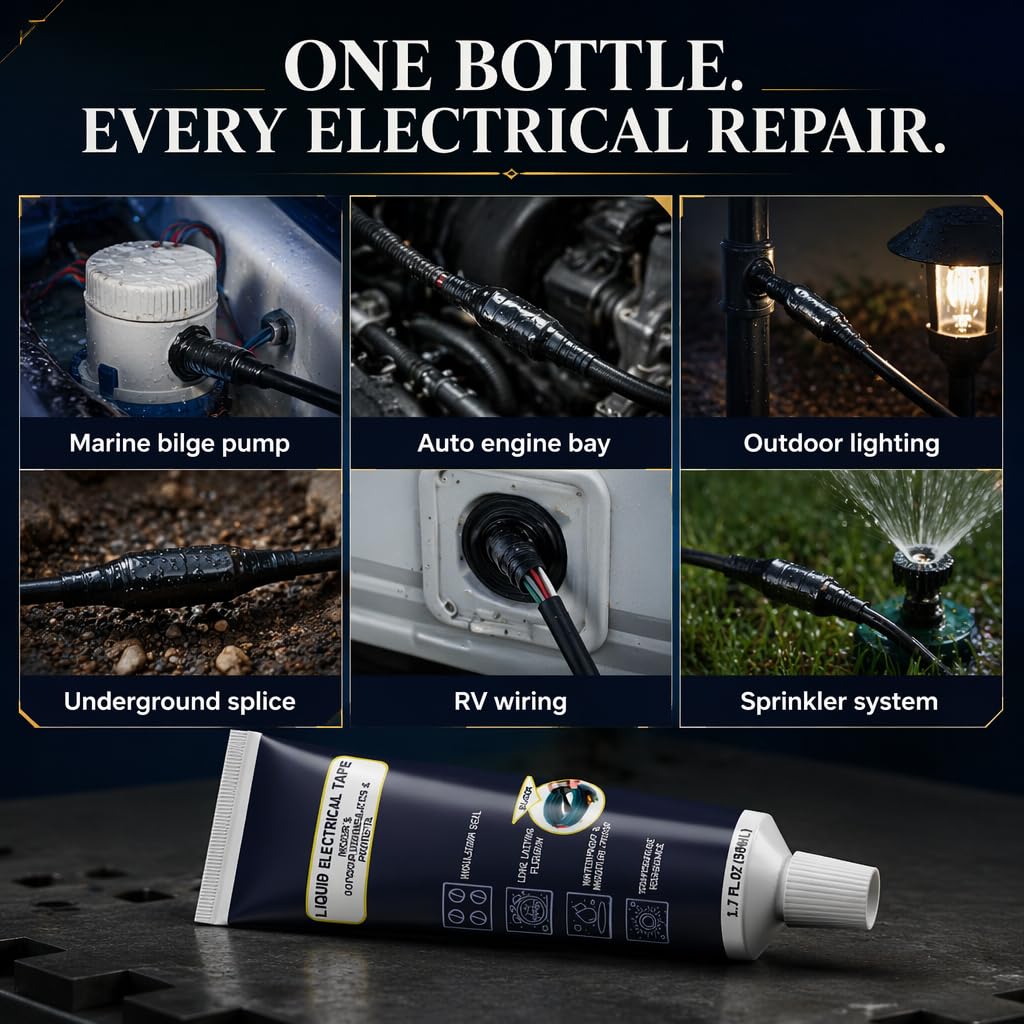 Liquid Electrical Tape Waterproof Insulation Brush-On Marine Auto 1,7oz