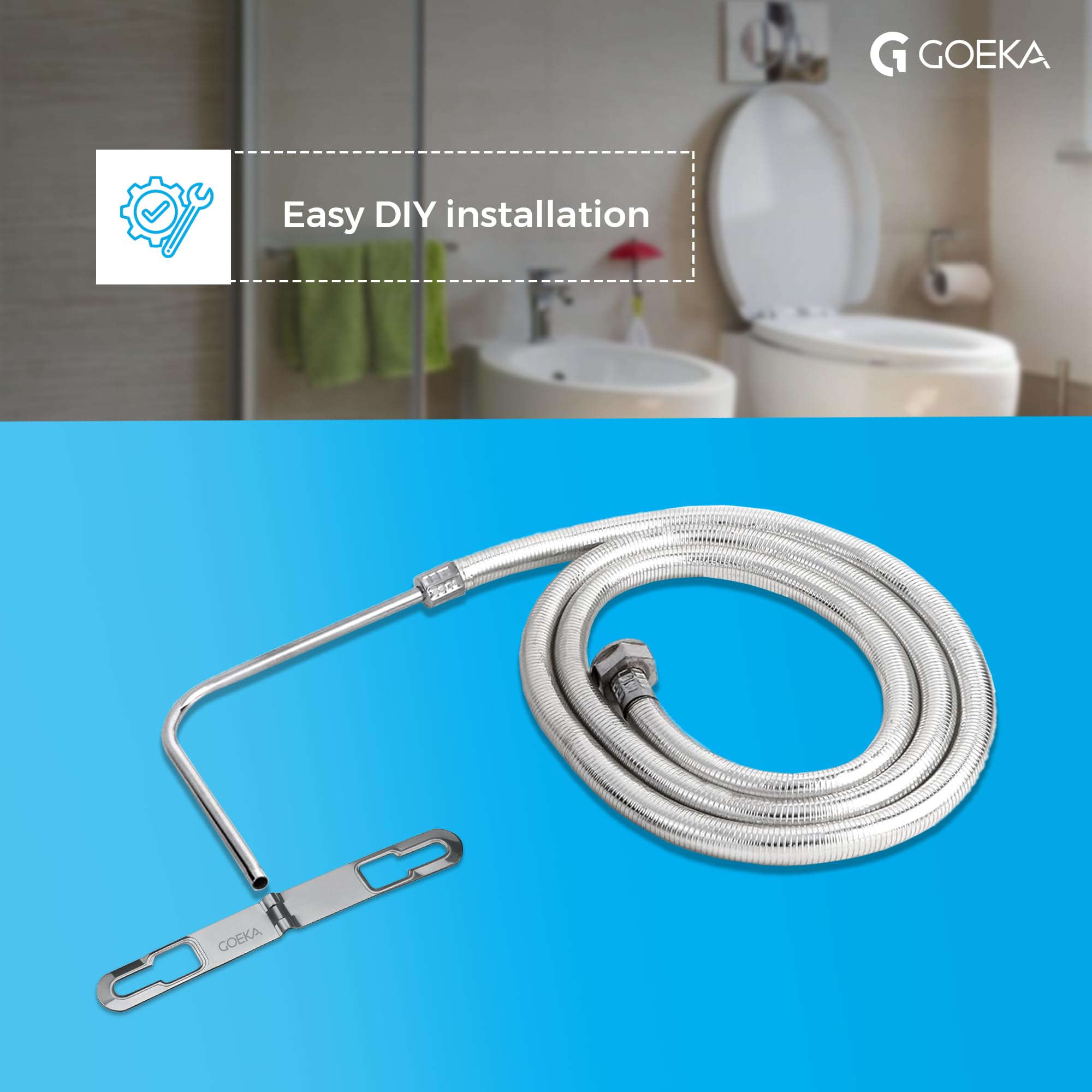 GOEKA® Toilet Seat/Commode Jet Spray (American Type) 24-in | Premium Brass Health Faucet | Built-in Installation Type | High Pressure Bidet Spray for Toilet | Bathroom Hygiene Jet Sprayer 3