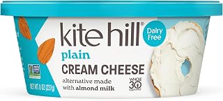 Kite Hill Plain Almond Milk Cream Cheese Spread, 8oz - Dairy-Free Vegan Alternative, Gluten-Free, Whole30 Approved, Non-GMO
