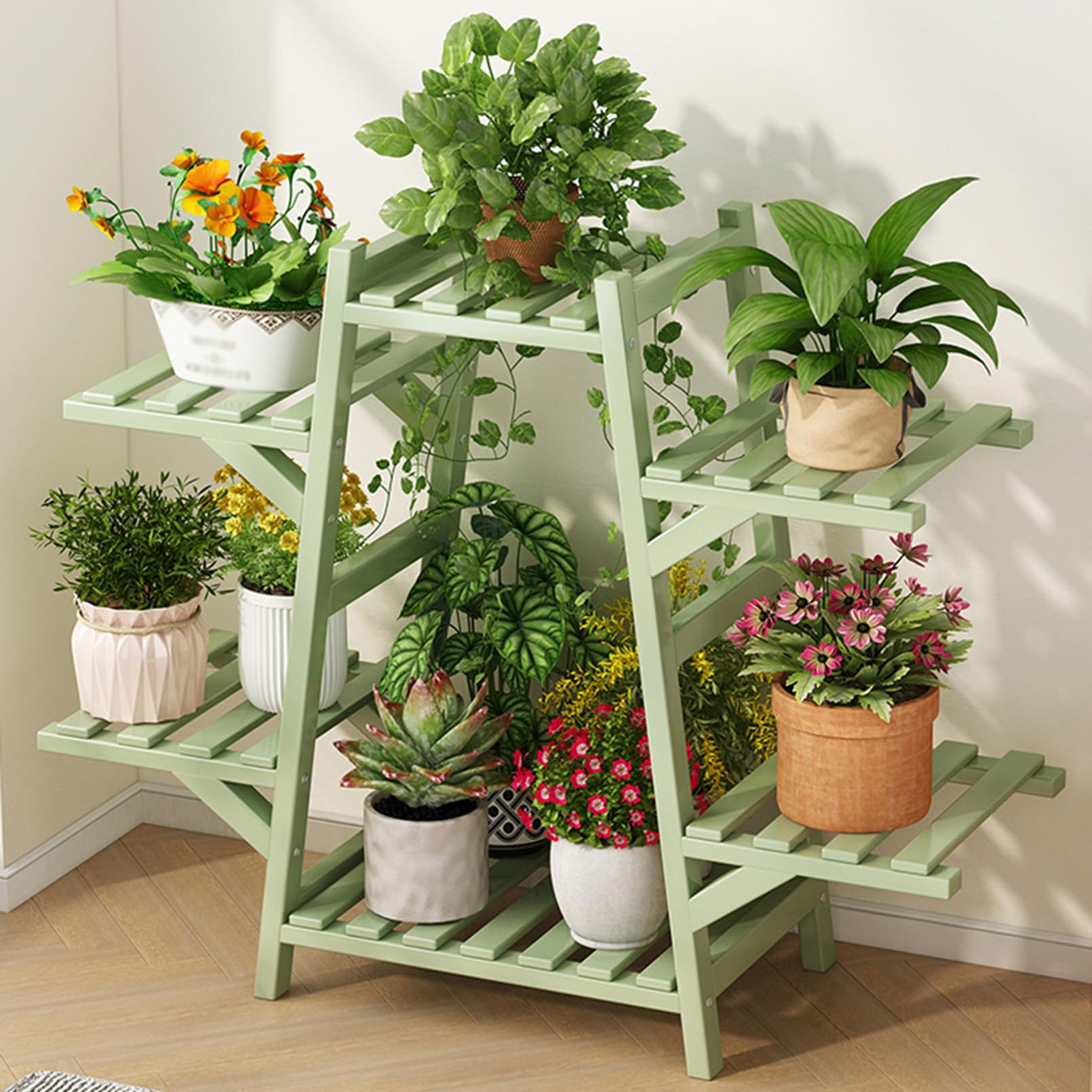 Bambus-Pflanzenstnder fr drinnen und drauen, Pflanzenregal,  Blumenhalter, Leiter, Pflanzenregal fr mehrere Tische, Blumentopfstnder  fr Balkon, Fenster, Garten, Wohnzimmer, Terrasse: Amazon.de: Garten
