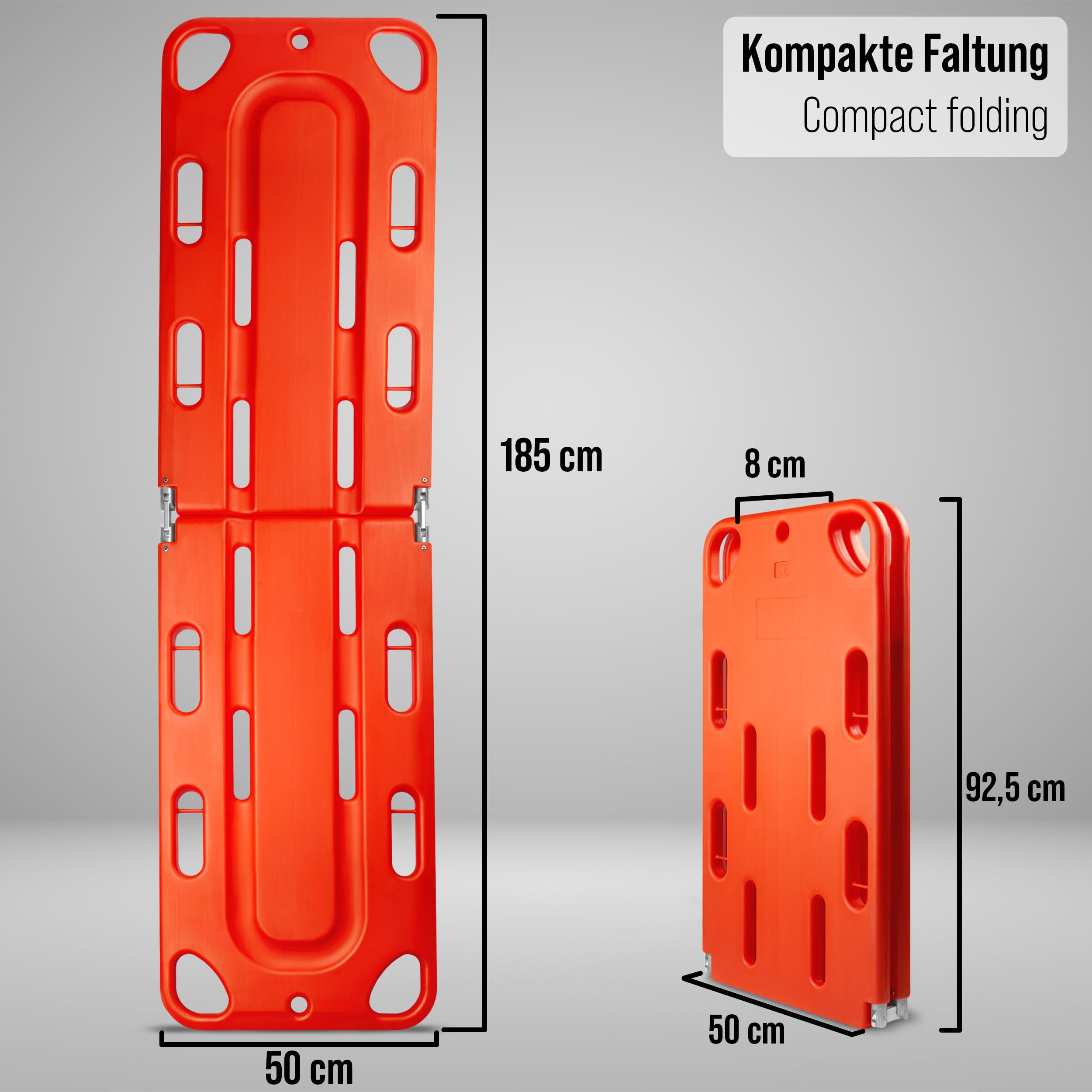 Pulox WTG-100 Spineboard klappbar für Land- & Wasserrettung | Rettungsbrett inklusive 2 Gurten, platzsparend transportierbar für Bergung, Transport und Notfalleinsätze