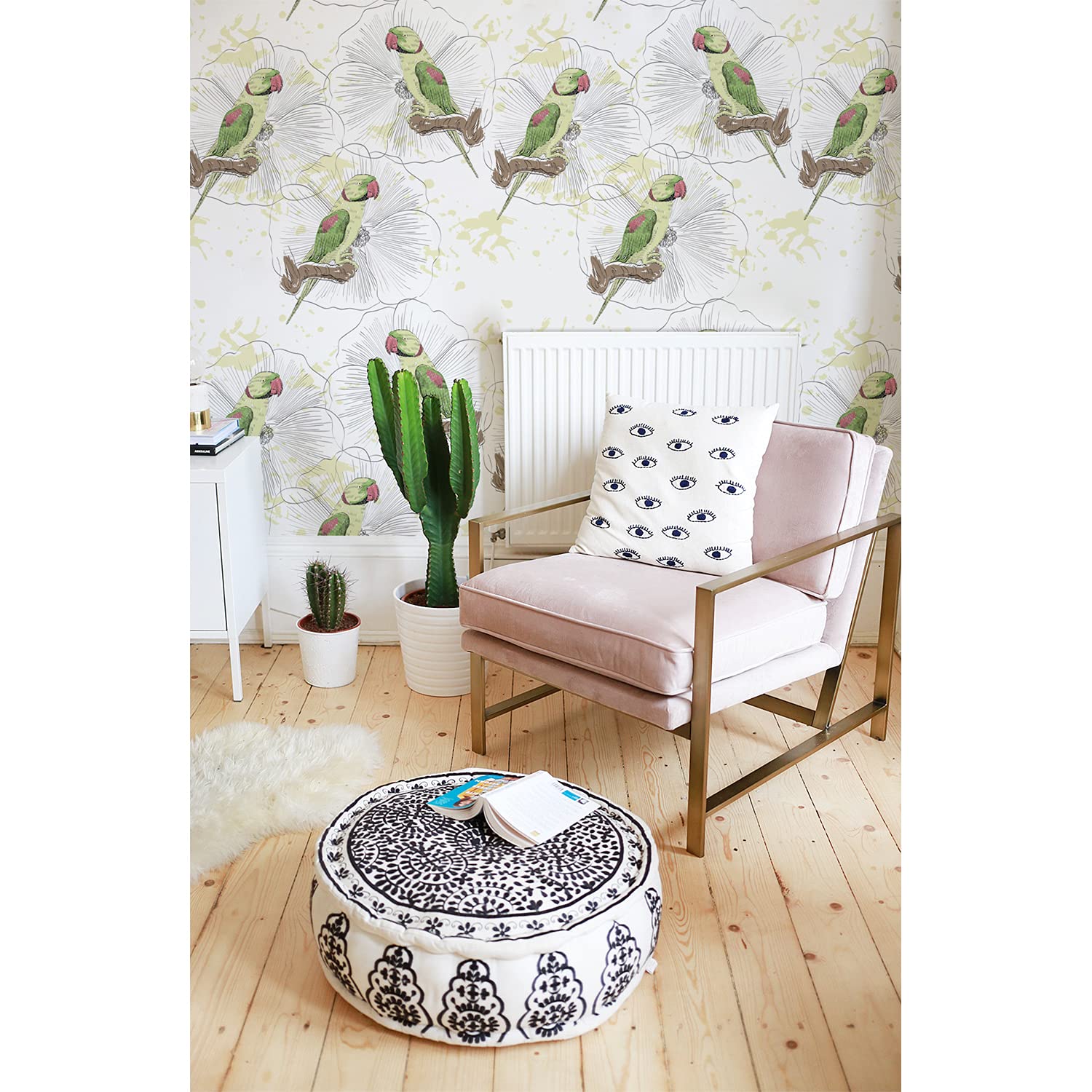Papier peint perroquets 250x250cm salon et chambre ambiance jungle