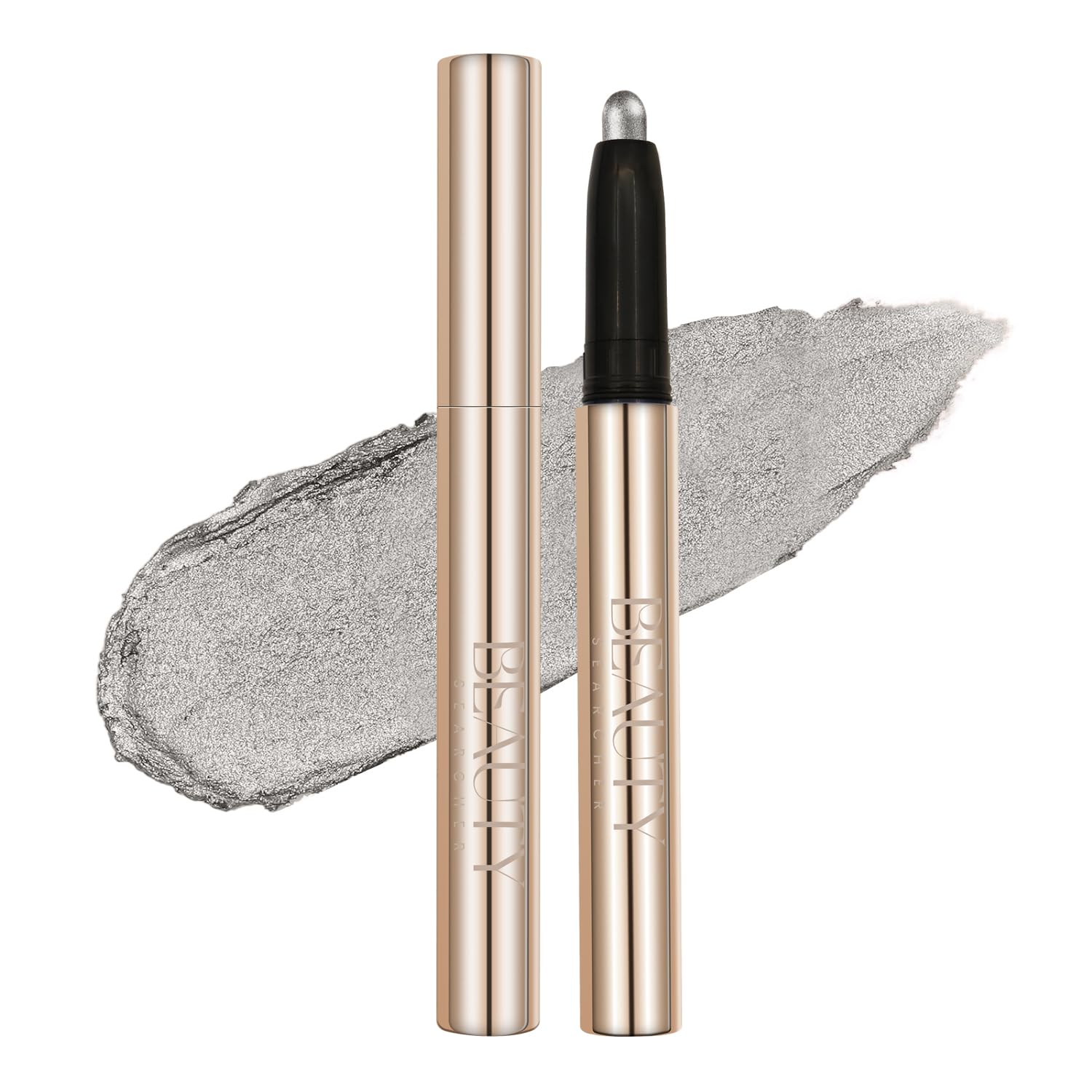 Sombra de Ojos en Barra Brillo Mate Sombra de Ojos en Lápiz Crayón Suave Impermeable Pigmentada Cremosa Sombra de Ojos en Lápiz Iluminador de Ojos Lápiz iluminador (#01 BRILLO PLATEADO)