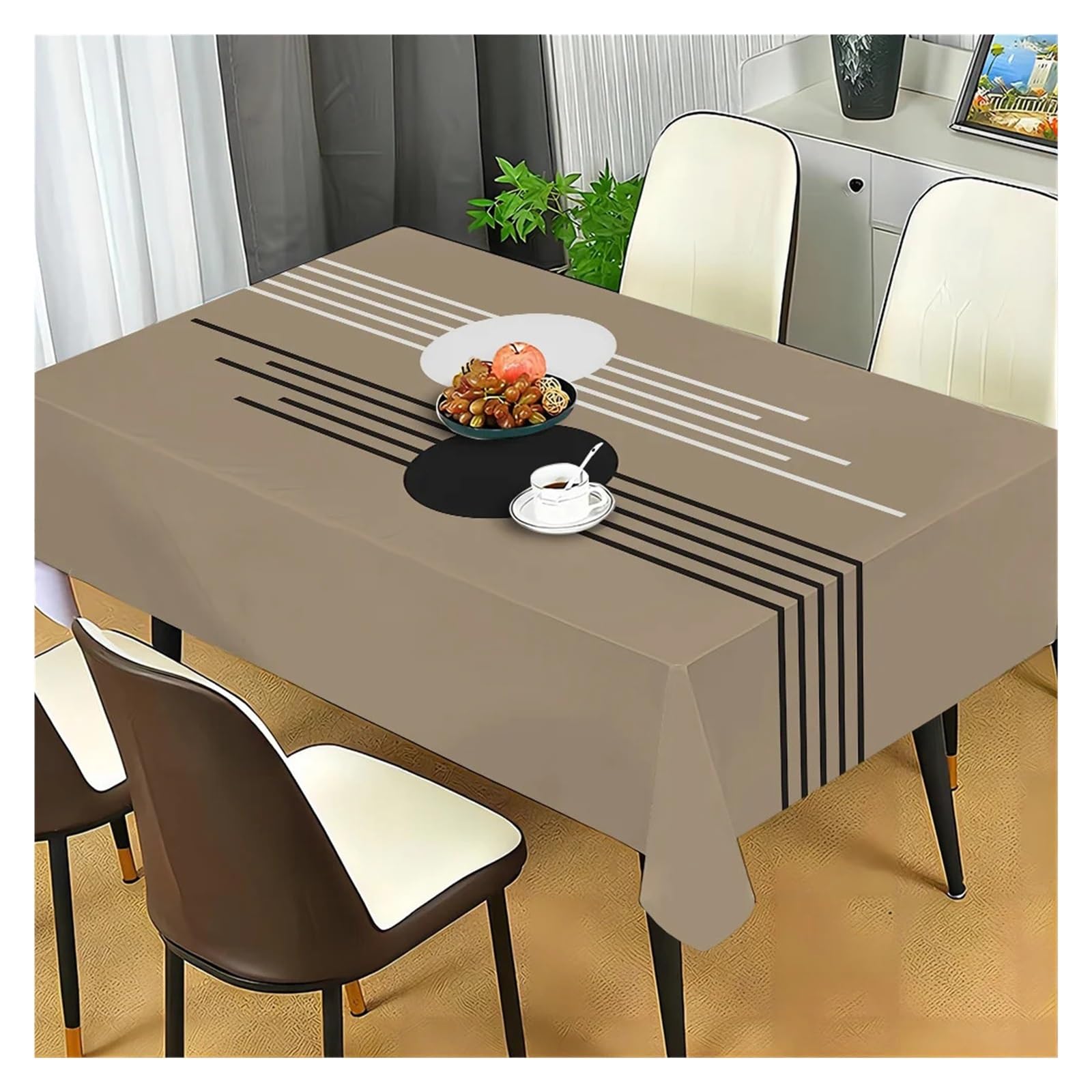 BDFJEDS Waterproof Tablecloth Geometric Lines Light Curry Tablecloth Simple Waterproof Oilproof Home Table Decoration(140X180CM(5X5.9FT)