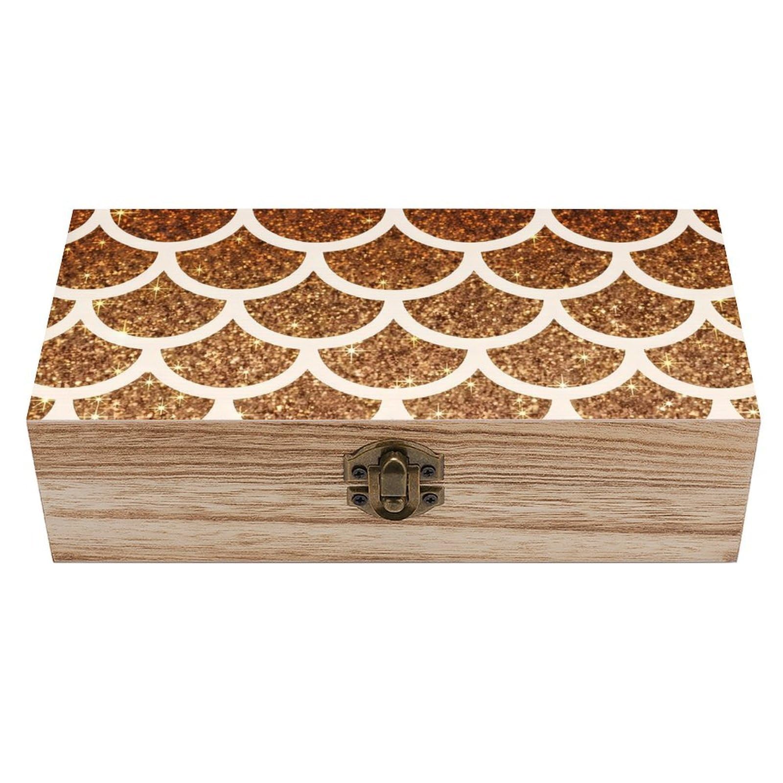 HLBSDM Colorful Mermaid Scale Wooden Storage Box