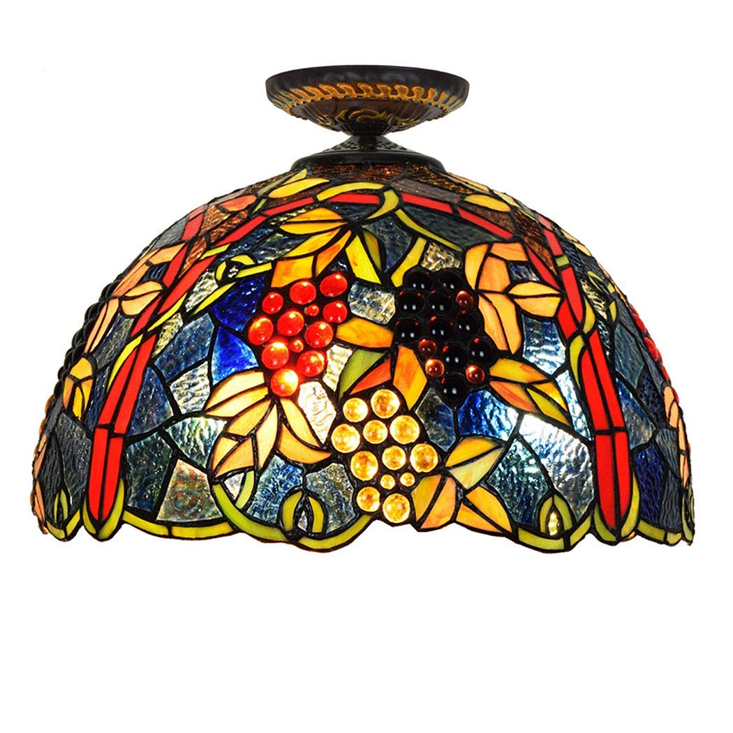 YNIYUJKL Retro Chandelier Chandeliereuropean Pastoral Ceiling Lamp-Tiffany-Style Stained Glass Restaurant Bedroom Aisle Corridor Foyer Glass Ceiling Lamp