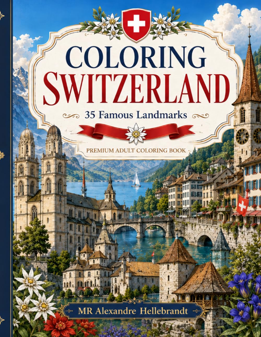 Coloring Switzerland: 35 Famous Landmarks (Coloring Europe Landmarks)