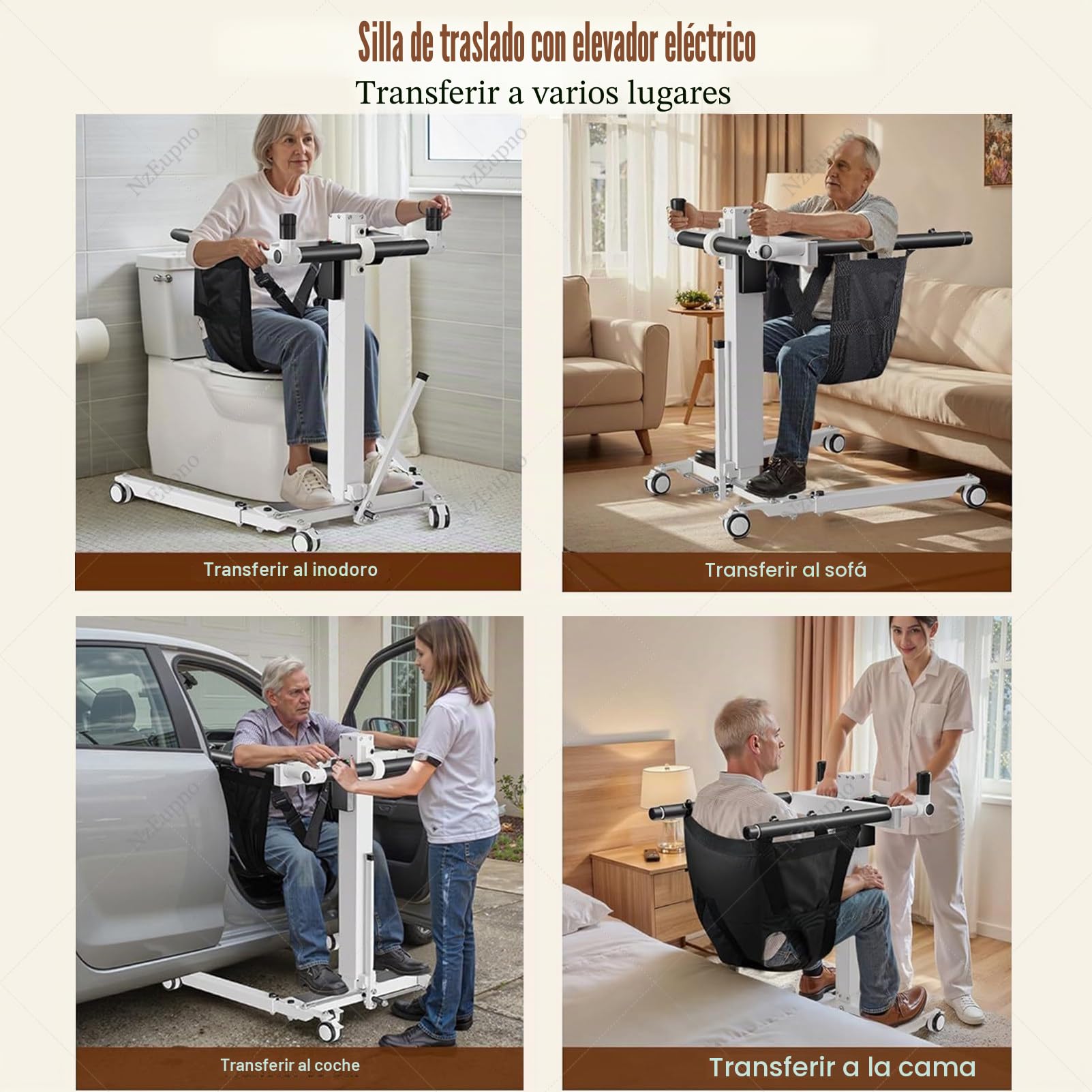 GrúA EléCtrica para Pacientes En Casa con Ajuste De Altura Y Anchura, GrúA Plegable para Traslado De Personas Mayores, Asistencia para Sentarse Y Levantarse En Coche, Silla De Ruedas Y Cama