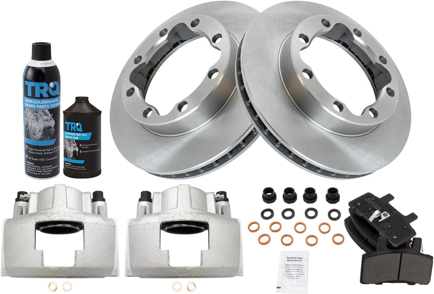 TRQ Front Brake Pad, Caliper, & Rotor Kit, with Chemical Kit Semi-Metallic Compatible with 1988-1998 Chevrolet K2500 1994 Suburban K1500