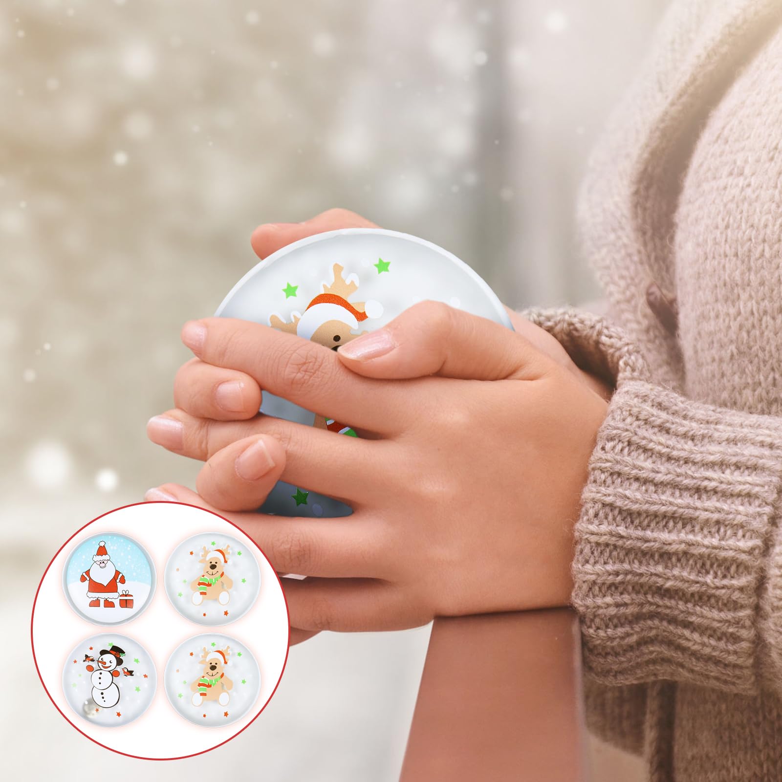 Scaldamani Riutilizzabile, 4 Pezzi Scaldamani Natalizi, Scaldatasche Tascabili per Bambini, Mini Riscalda Mani Gel Portatile Scaldini Mano per Fredde Giornate Invernali, Viaggi, Campeggio, Ufficio