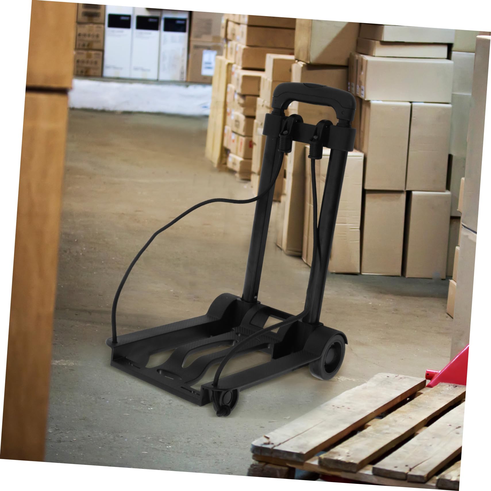Carro de mano plegable – Pequeño negro con ruedas dobles compacto Dolly para transportar compras y viajes, ayuda de manejo de materiales