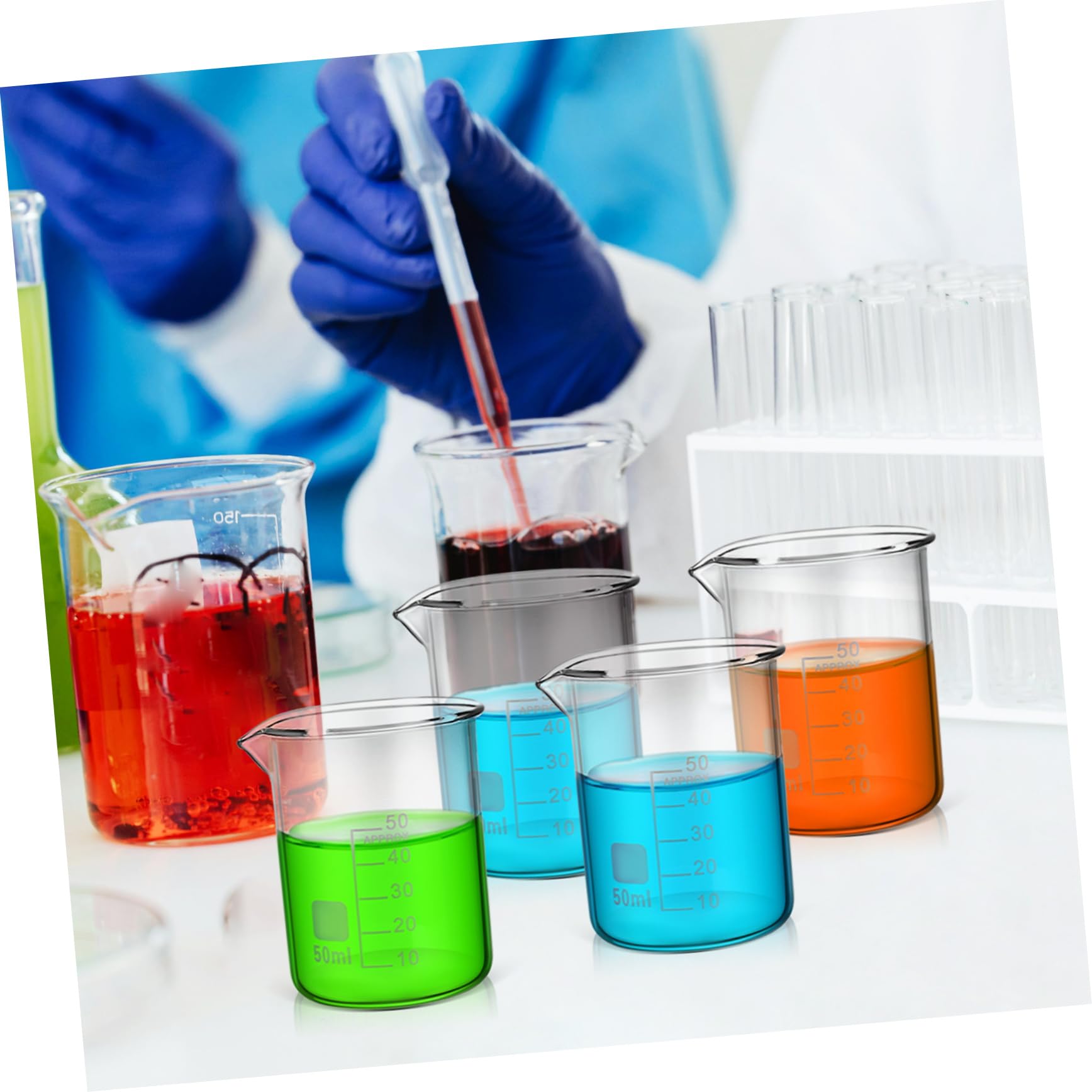 Alipis Vaso Medidor de Laboratorio 50ml Vidrio Transparente 20 Piezas | Forma Baja Escala, Uso Versátil, Limpieza Fácil, Estilo Simple y Elegante