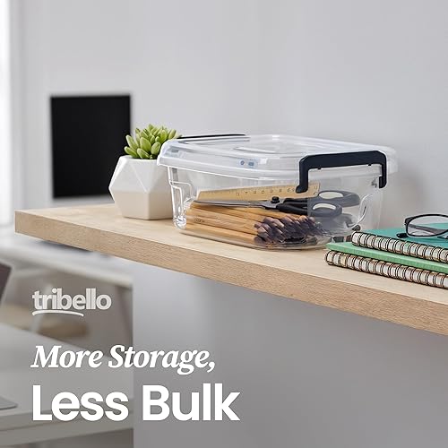 Miniatura 4 de Tribello Contenedores de almacenamiento de plástico con tapas, contenedores de almacenamiento apilables transparentes 2.5Q - Paquete de 4