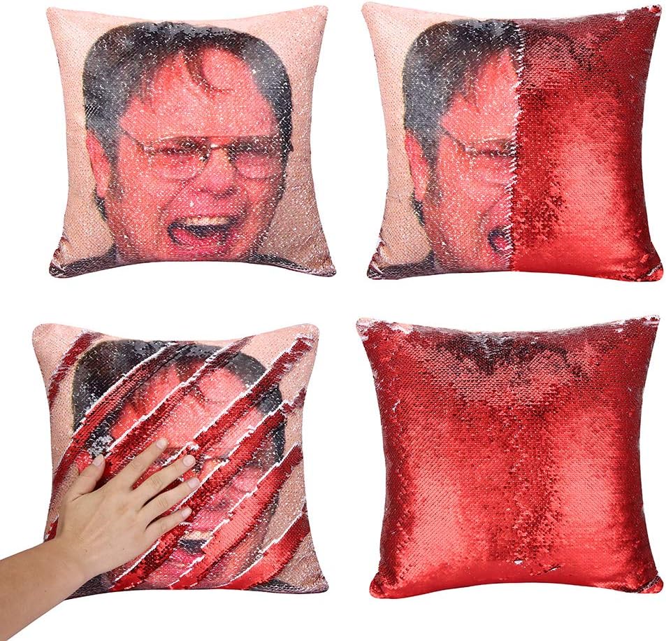 Tiaronics Magic Reversible Sequins Mermaid Pillow Cases Throw Pillow Covers Decorative Pillowcase 4040cm(1616") (Red Sequins Man)